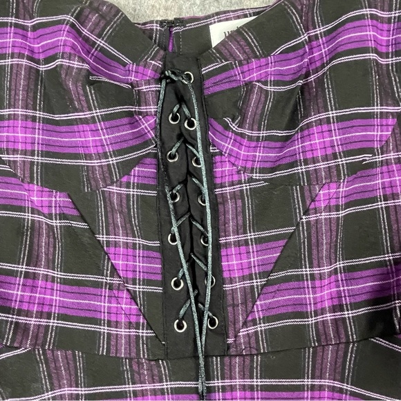 Unique Vintage Purple Black Plaid Corset Swing Flare Rockabilly Pinup Dress - XL - Picture 5 of 13